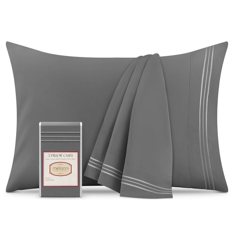 Mellanni Pillow Cases - Luxury, Extra Soft, Cooling Pillow Covers - 2 PC Iconic Collection Pillowcases - Envelope Closure (Standard/Queen 20" x 30", Gray) - Image 1